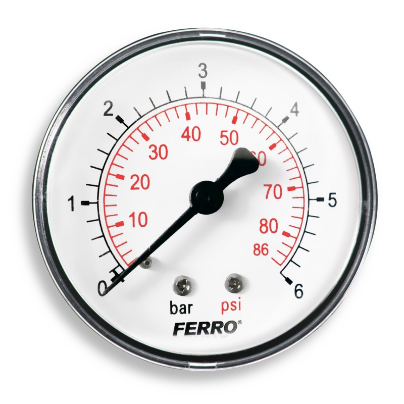 Manometer 63mm 1/4" Axiál 0-6 bar
