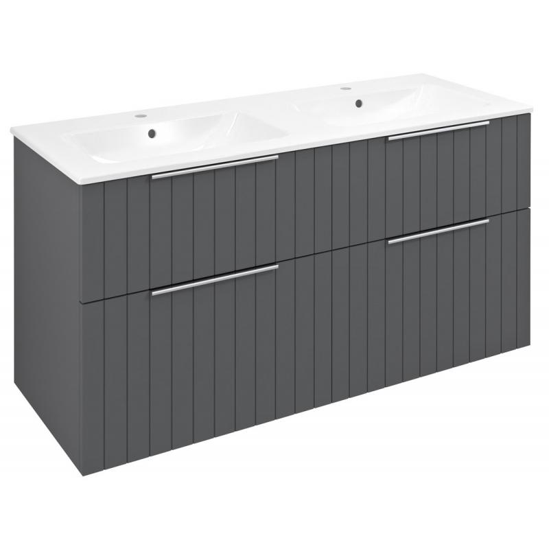 CIRASA umývadlová skrinka s dvojitým umývadlom 121x66x46cm, carina strip