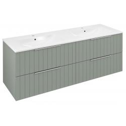 CIRASA umývadlová skrinka s dvojitým umývadlom 141x54x46cm, verde strip