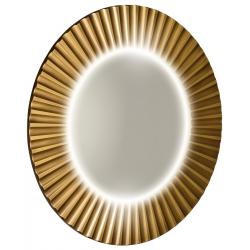 PRIDE guľaté zrkadlo s LED osvetlením v ráme, ø 90cm, bronz