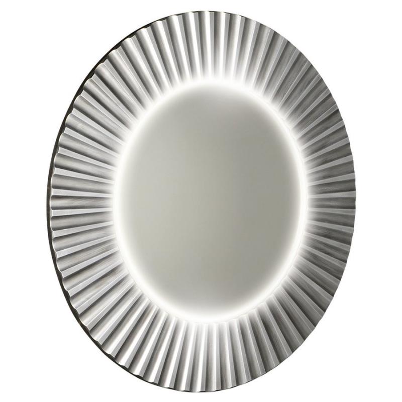 PRIDE guľaté zrkadlo s LED osvetlením v ráme, ø 75cm, strieborná