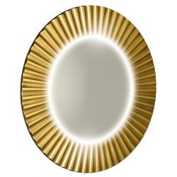 PRIDE guľaté zrkadlo s LED osvetlením v ráme, ø 90cm, zlato