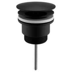 Umyvadlová výpust 5/4", neuzatvárateľná, veľká zátka, 5-65mm, čierna mat