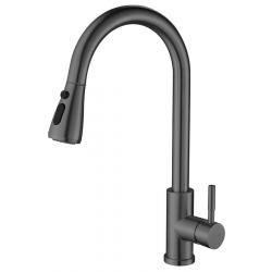 MIKELA stojánkova drezová batéria s výsuvnou sprškou, gun metal