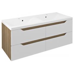 WAVE dvojumývadlová skrinka 119,7x50x47,8cm, biela/dub cuneo