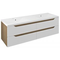 WAVE dvojumývadlová skrinka 149,7x50x47,8cm, biela/dub cuneo