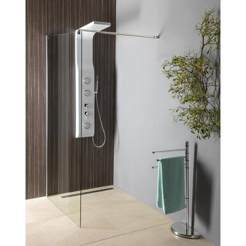 WALK-IN stena na inštaláciu na múr so vzperou, jednodielna, 1200x1900 mm, sklo číre