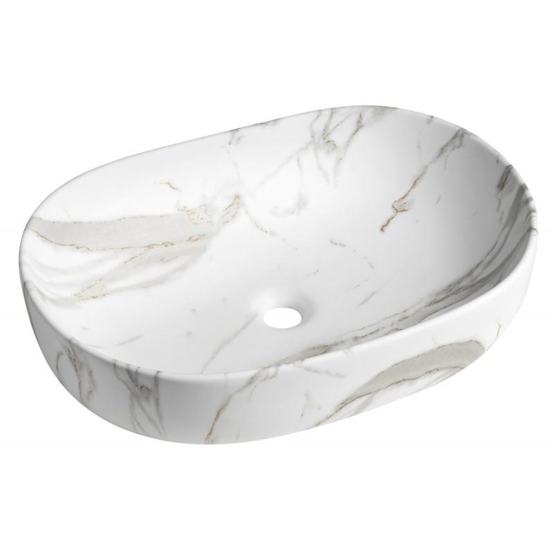 CALEO keramické umývadlo na dosku 60x42cm, bianco carrara