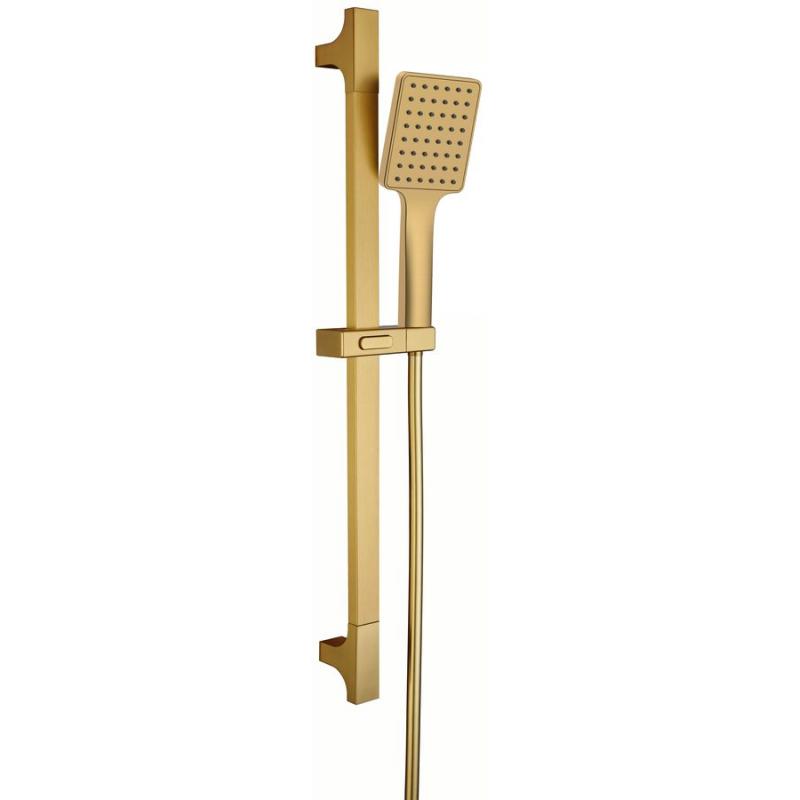 Sprchová súprava hranatá, posuvný držiak 680mm, zlato mat