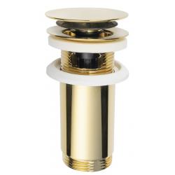 Umyvadlová výpust 5/4“, click-clack, veľká zátka, max 80mm, zlato