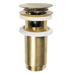 Umyvadlová výpust 5/4“, click-clack, veľká zátka, max 80mm, zlato mat