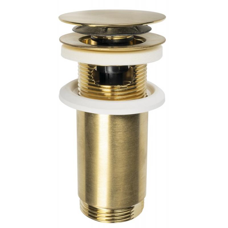 Umyvadlová výpust 5/4“, click-clack, veľká zátka, max 80mm, zlato mat
