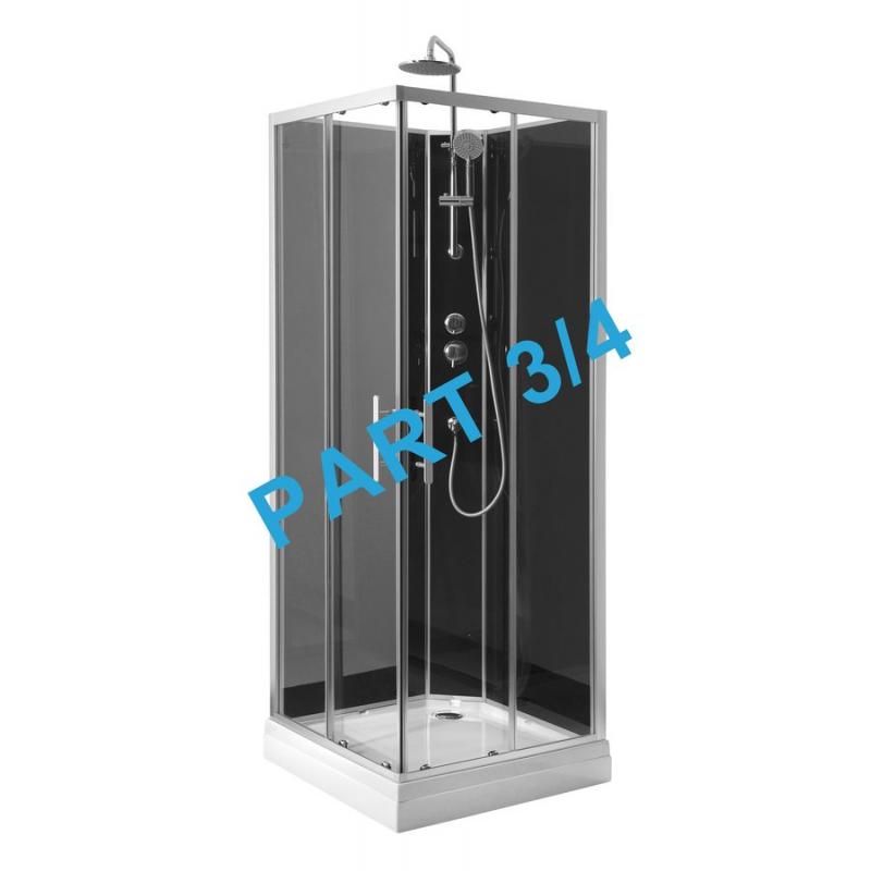 GRANVIK sprchovací box 800x800x2180mm komponent 3/4 zadné tmavé sklo