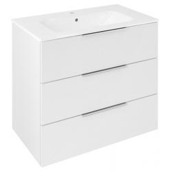 CIRASA umývadlová skrinka 79,8x75x46cm, 3x zásuvka, biela lesk