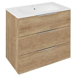 CIRASA umývadlová skrinka 79,8x75x46cm, 3x zásuvka, dub Alabama