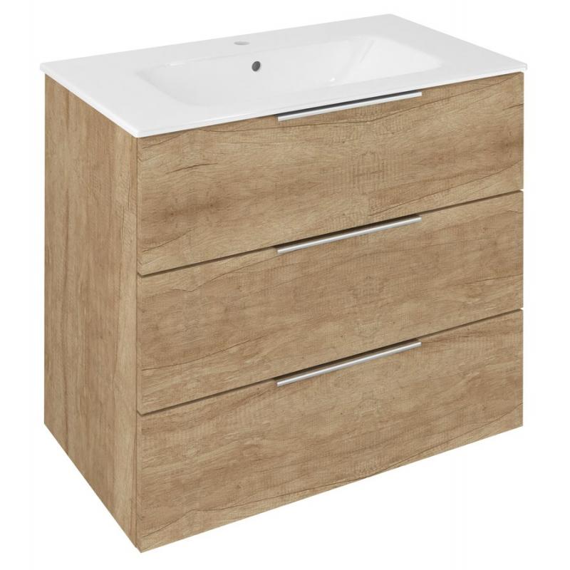 CIRASA umývadlová skrinka 79,8x75x46cm, 3x zásuvka, dub Alabama