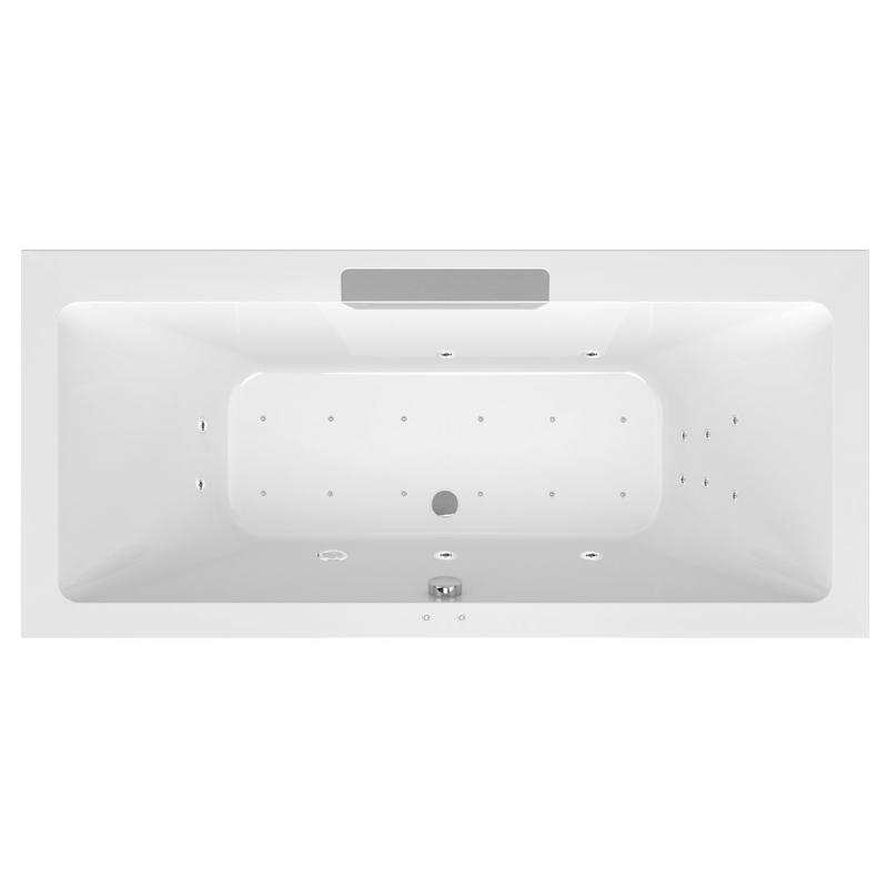 CASCATA hydromasážna vaňa, 185x85x45cm, kaskáda nerez, Attraction Hydro-Air, chróm