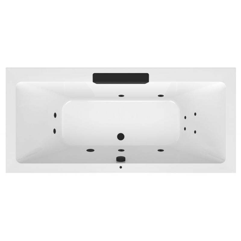 CASCATA hydromasážna vaňa, 185x85x45cm, kaskáda čierna, Active Hydro, chróm