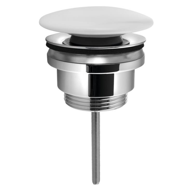Umývadlová výpust 5/4", click-clack, veľká keramická zátka, 5-65mm, biela