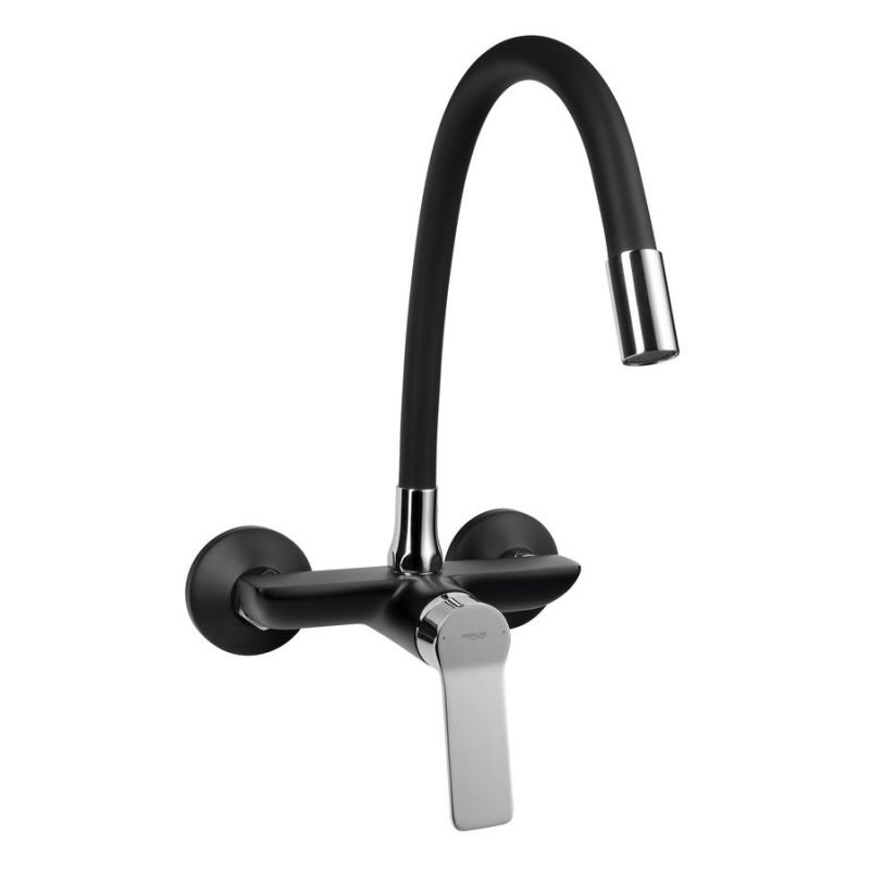 SINTRA nástenná batéria 3/4", flexibilné ramienko, čierna mat/chróm