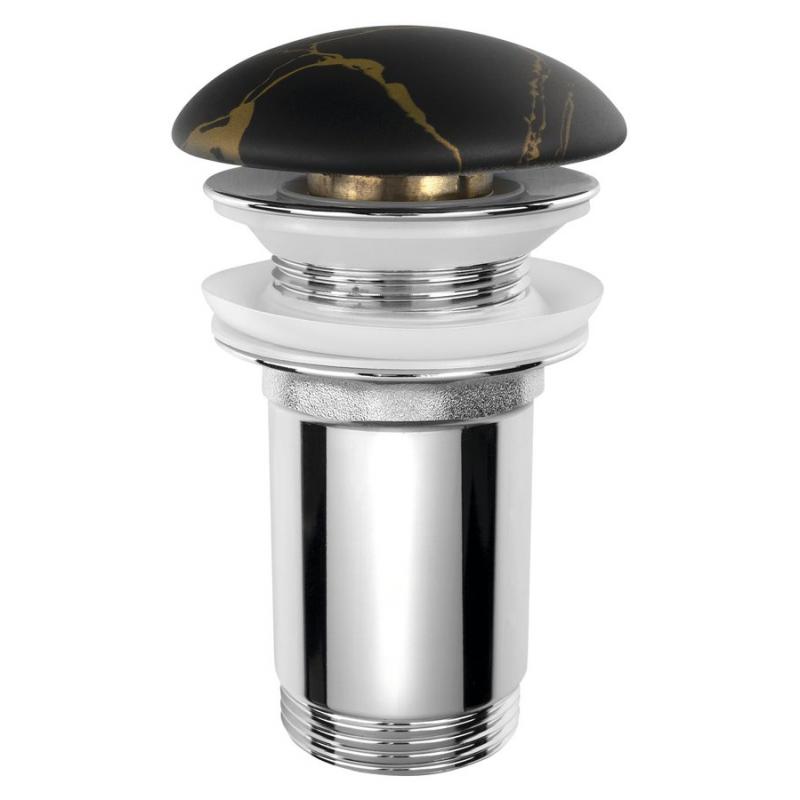 Umyvadlová výpusť 5/4“, click-clack, keramická zátka, 10-50mm, portoro mramor