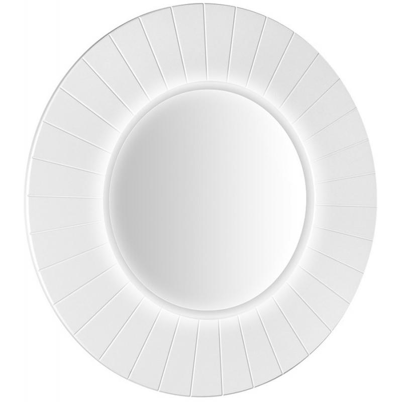 LUMIRO STRIP guľaté zrkadlo s LED osvetlením v ráme, priemer 90cm, biela mat