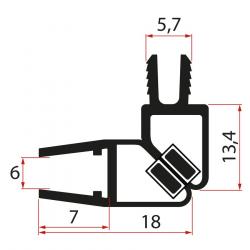 Set magnetických tesnení 45 ° pre sklo 6mm a profil, 2000mm, čierna