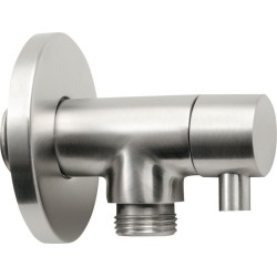 MINIMAL rohový ventil s rozetou, 1/2"x 3/8" pre studenú vodu, nerez