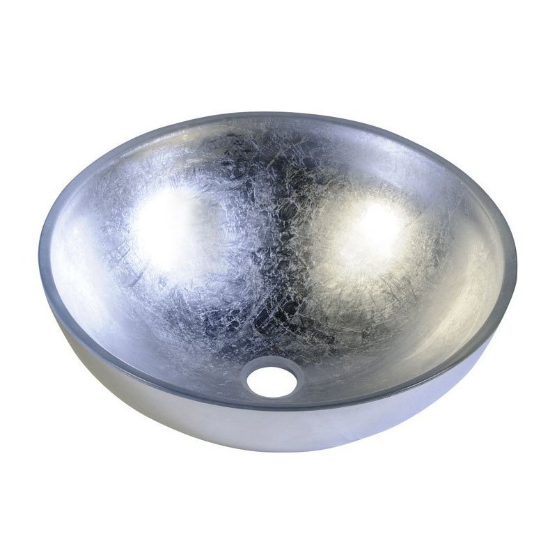 MURANO ARGENTO sklenené umývadlo 40x14cm, strieborne