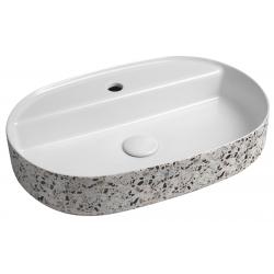 INFINITY OVAL keramické umývadlo na dosku, 60x40cm, terrazzo