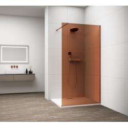 ESCA COPPER MATT jednodielna sprchová zástena na inštaláciu k stene, sklo Marron, 700 mm