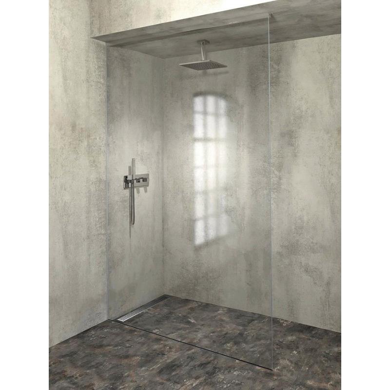 ARCHITEX montážna sada na upevnenie skla podlaha-stena-strop so spádovou lištou, 1615x2600mm, ľavá, leštený hliník