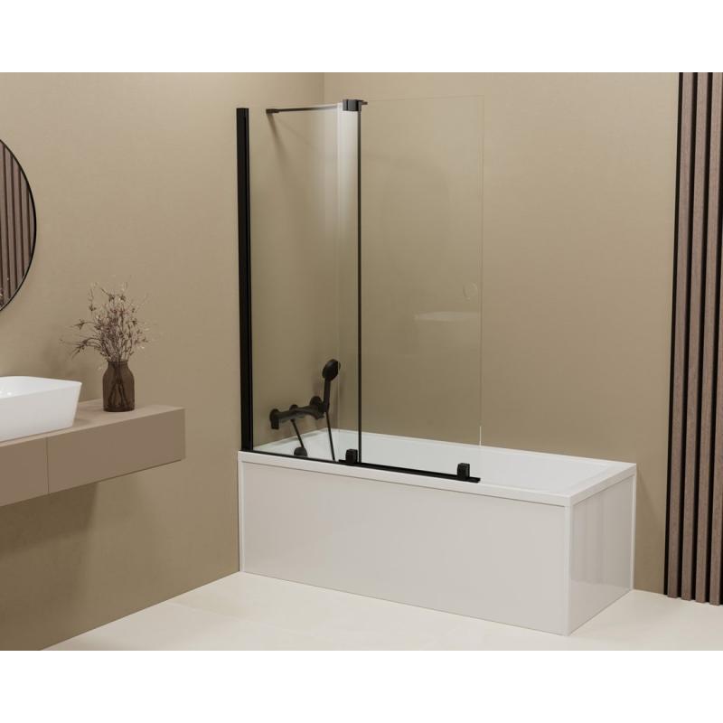 ROLLS BLACK vaňová zástena 1200x1500mm, číre sklo