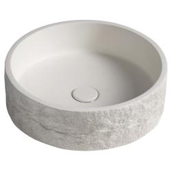ISPIR betónové umývadlo vrátane odtoku, 40cm, biely pieskovec