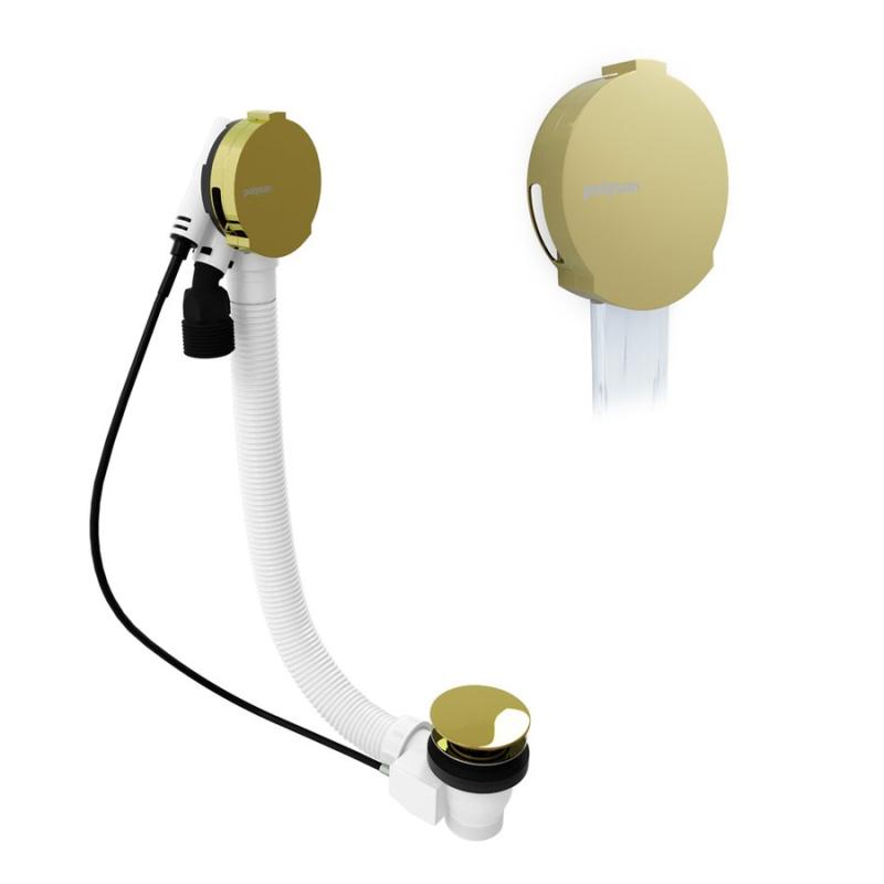 MARBLE vaňová súprava s napúšťaním, bovden, dĺžka 800mm, zlato