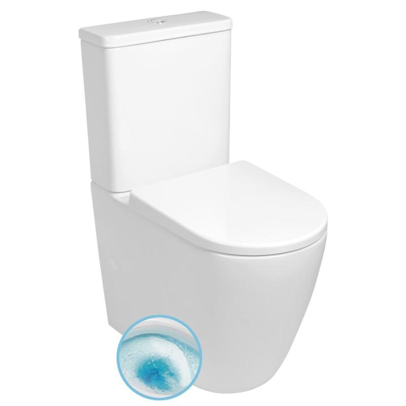 TURKU kombi WC, Vortex Rimless, spodný/zadný odpad, biela