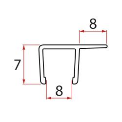 Zvislé tesnenie pre sklo 8mm, 2000mm