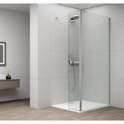 ESCA CHROME sprchová zástena, fixné sklo 900 mm, číre sklo, otoč. panel 400 mm