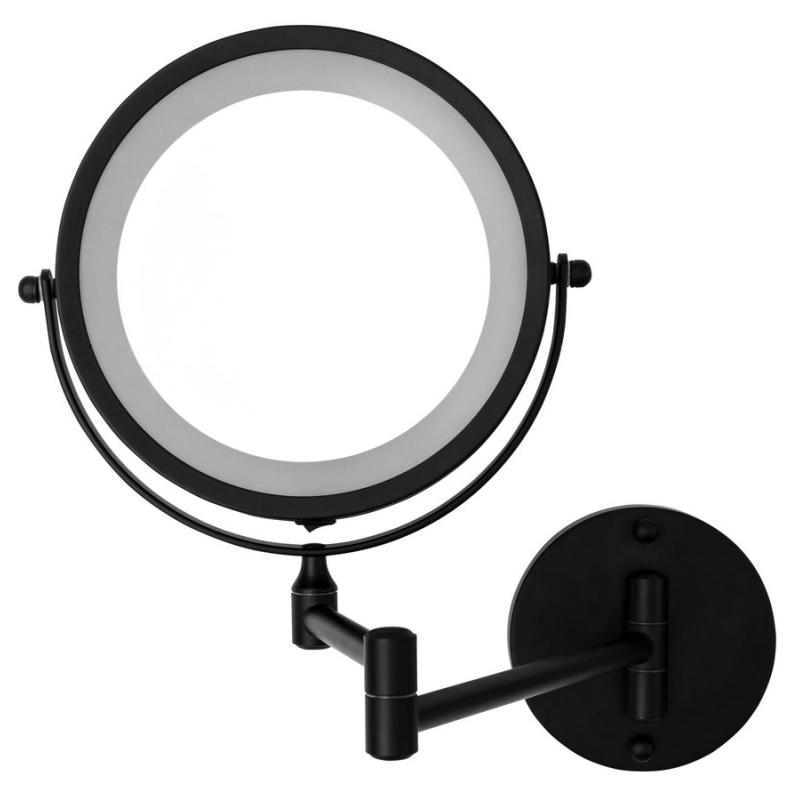 MARY závesné kozmetické zrkadlo, priemer 130mm, LED, čierny