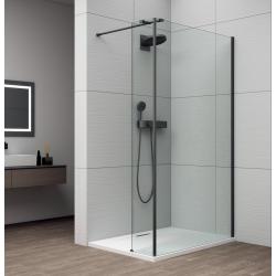ESCA BLACK MATT sprchová zástena s inštaláciou k stene 1300mm a prídavným panelom 585mm, číre sklo