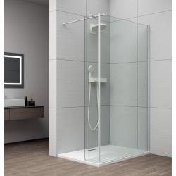 ESCA WHITE MATT sprchová zástena s inštaláciou k stene 1300mm a prídavným panelom 585mm, číre sklo