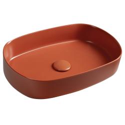 INFINITY OVAL keramické umývadlo na dosku, 55x36cm, terracotta