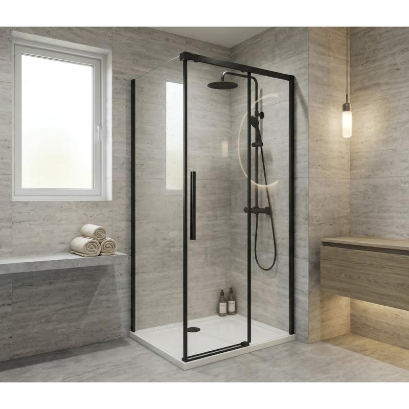LUXOR BLACK štvorcová sprchová zástena 1000x1000mm L/P varianta