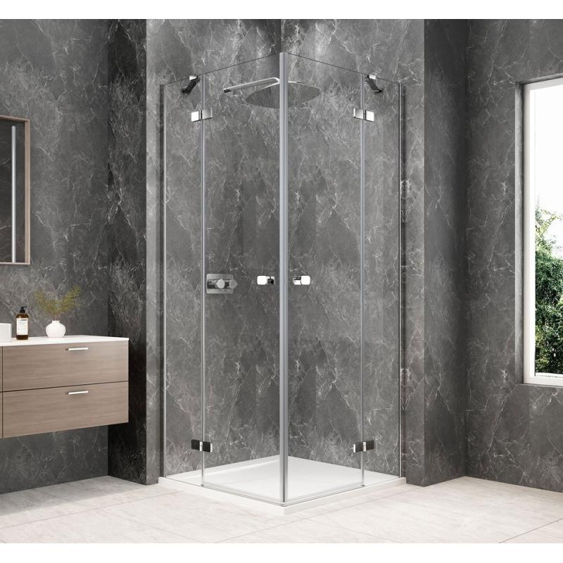 GLOBE CHROME štvorcová sprchová zástena 1000x1000mm, rohový vstup, číre sklo