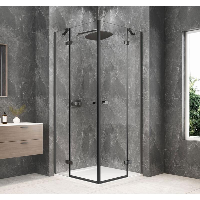 GLOBE GUN METAL štvorcová sprchová zástena 1000x1000mm, rohový vstup, číre sklo