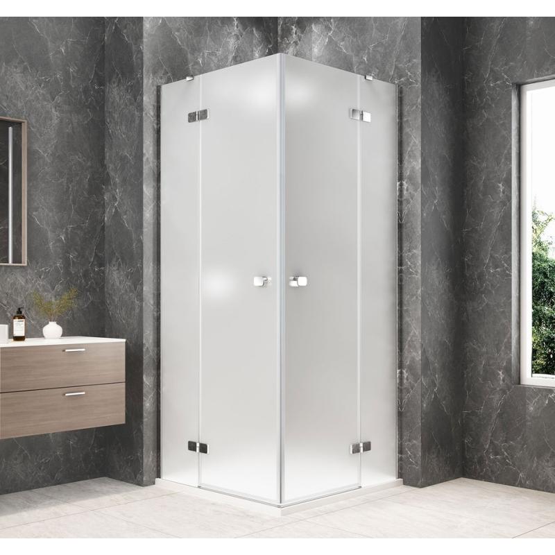 GLOBE CHROME štvorcová sprchová zástena 900x900mm, rohový vstup, matné sklo
