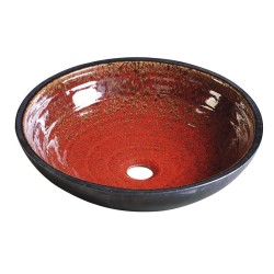 ATTILA keramické umývadlo, priemer 43 cm, farba paradajková /petrol