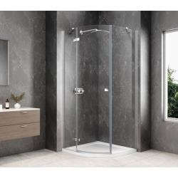 GLOBE CHROME štvrťkruhová sprchová zástena 900x900mm, číre sklo, ľavá