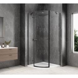 GLOBE GUN METAL štvrťkruhová sprchová zástena 900x900mm, číre sklo, ľavá