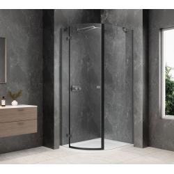 GLOBE GUN METAL štvrťkruhová sprchová zástena 800x900mm, číre sklo, ľavá